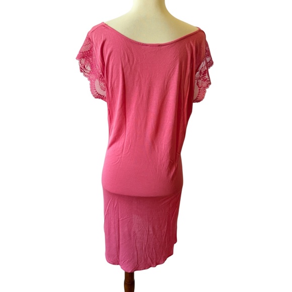 LA PERLA T SHIRT DRESS LACE LUXURIOUS MODERN SOFT MODAL SEXY FEMININE PINK M - Picture 5 of 13
